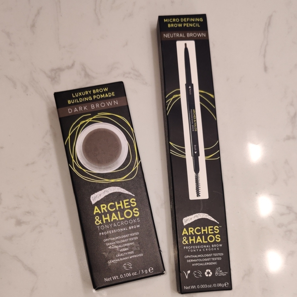 NEW Arches & Halos By Tonya Crooks Brow Pomade and Pencil Set - Neutral Brown